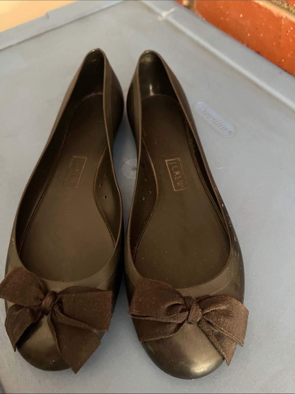 J. Crew black jelly Bow Ballet Flats